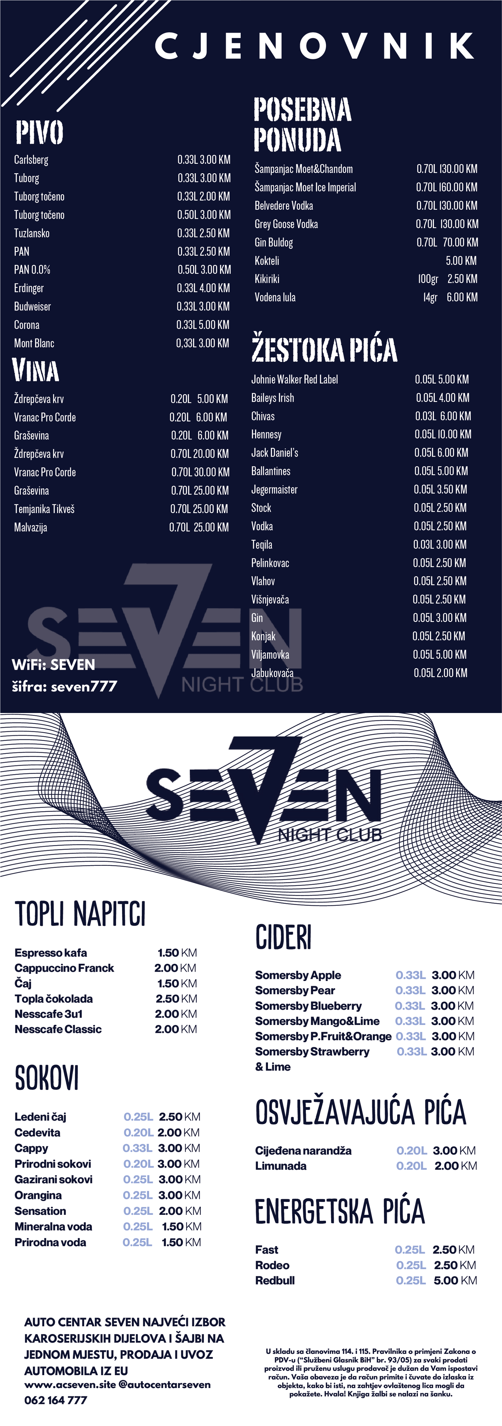 Meni - Night Club Seven
